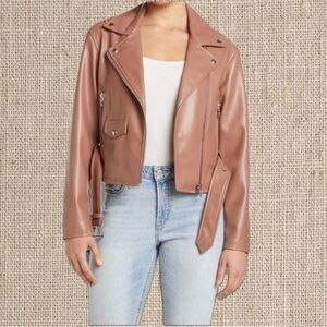 Tan/camel color faux leather Moto jacket
